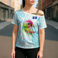 Saipan CMNI Cross Shoulder Shirt Polynesian Northern Mariana Islands Fruit Dove Watercolor TS04 - Polynesian Pride
