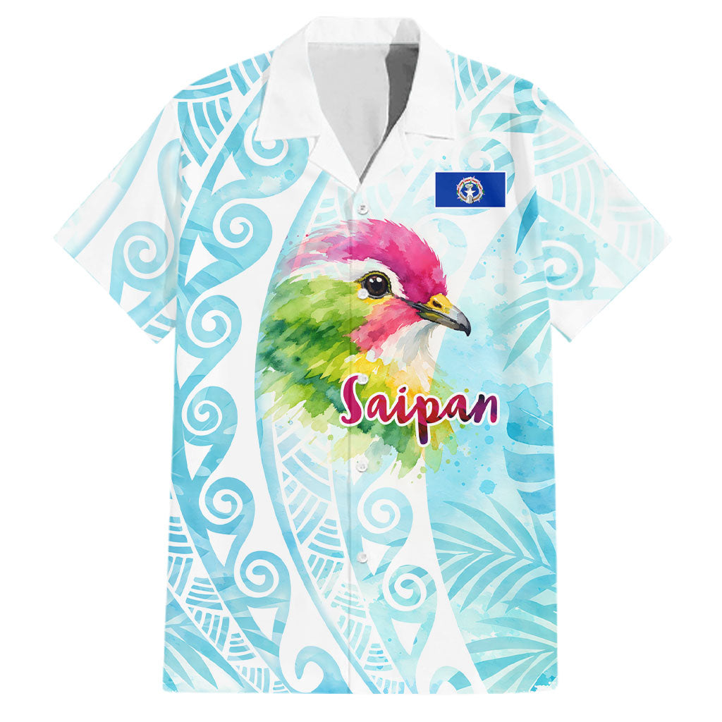 Saipan CMNI Family Matching Mermaid Dress and Hawaiian Shirt Polynesian Northern Mariana Islands Fruit Dove Watercolor