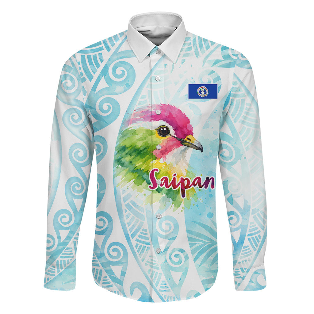 Saipan CMNI Family Matching Off Shoulder Maxi Dress and Hawaiian Shirt Polynesian Northern Mariana Islands Fruit Dove Watercolor