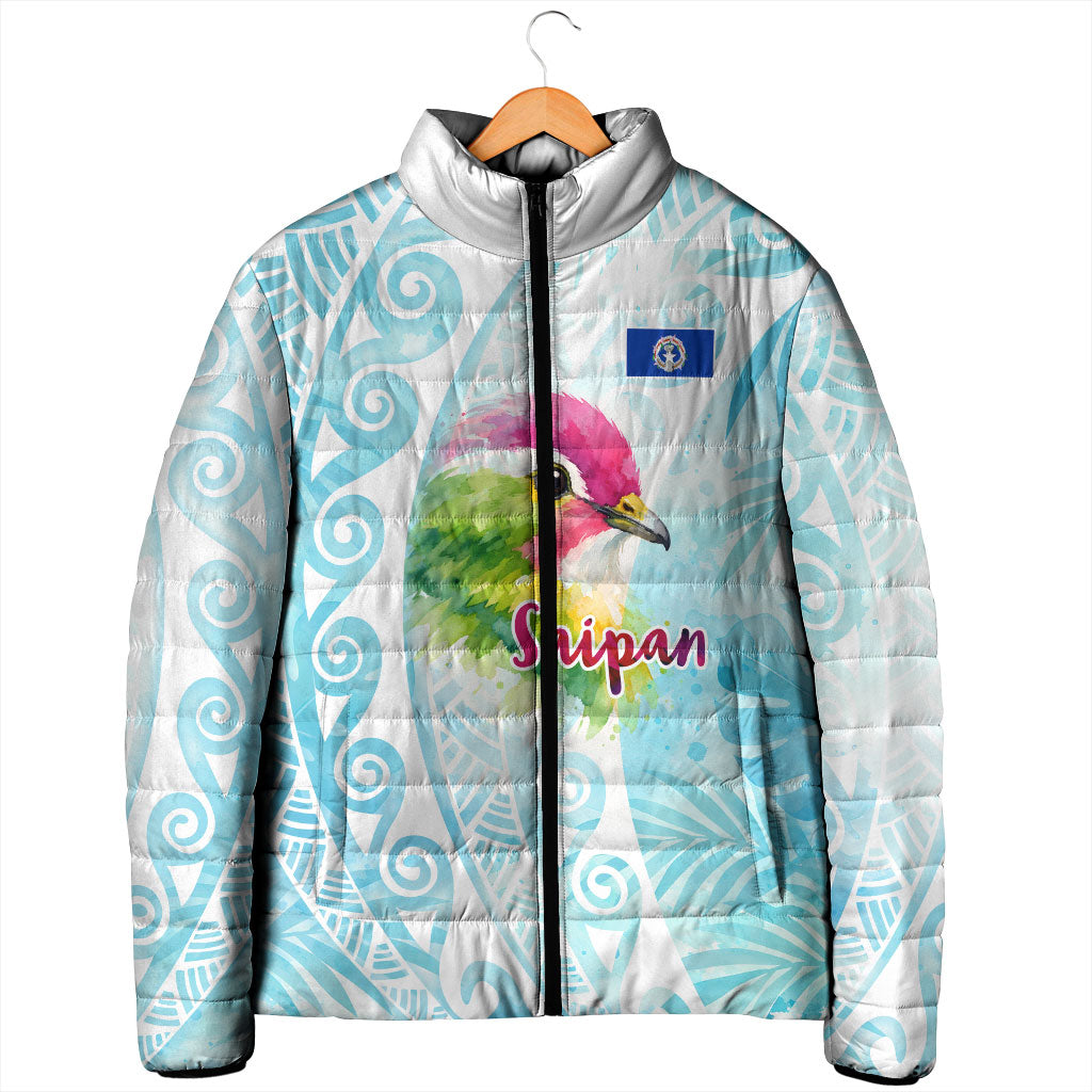 Saipan CMNI Padded Jacket Polynesian Northern Mariana Islands Fruit Dove Watercolor TS04 - Polynesian Pride
