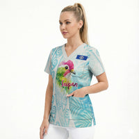 Saipan CMNI Scrub Top Polynesian Northern Mariana Islands Fruit Dove Watercolor TS04 - Polynesian Pride