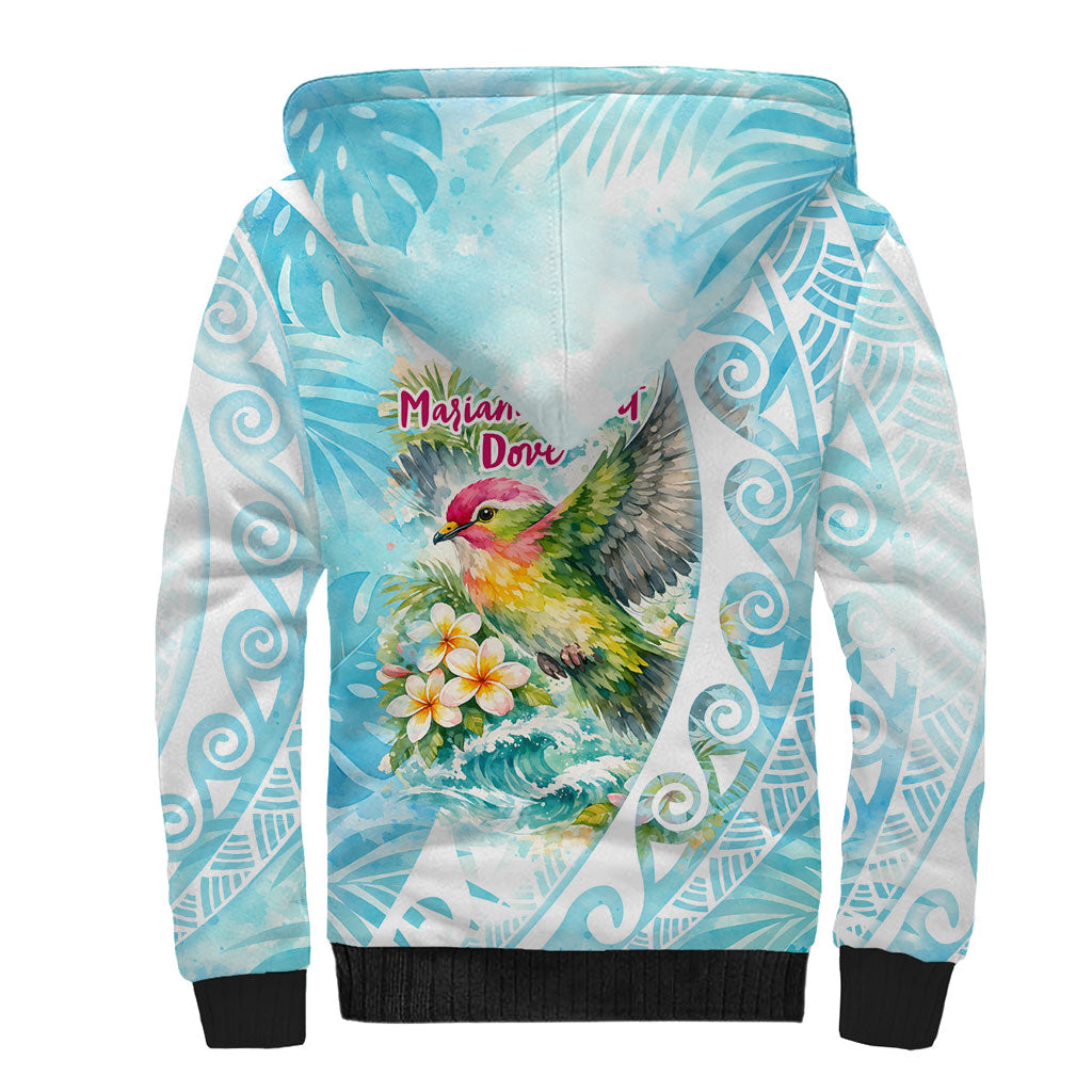 Saipan CMNI Sherpa Hoodie Polynesian Northern Mariana Islands Fruit Dove Watercolor