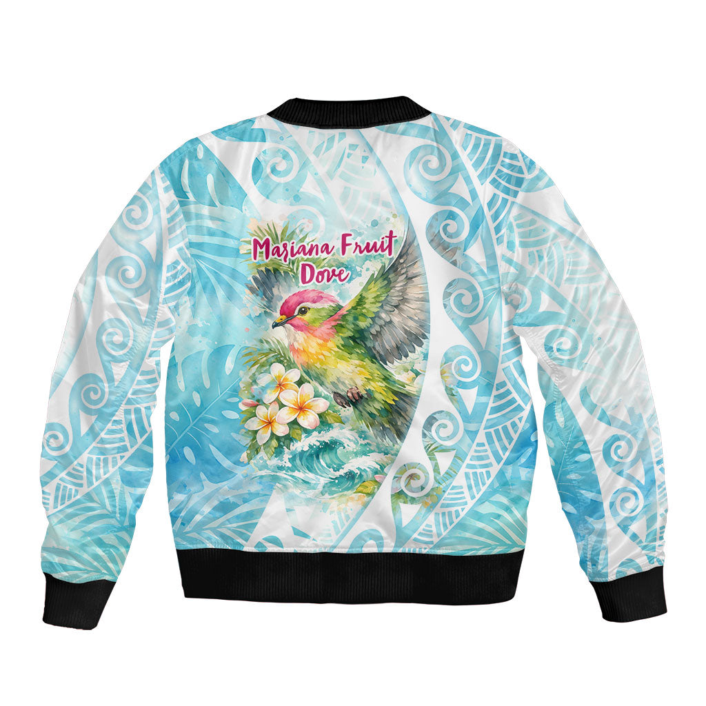 Saipan CMNI Sleeve Zip Bomber Jacket Polynesian Northern Mariana Islands Fruit Dove Watercolor TS04 - Polynesian Pride