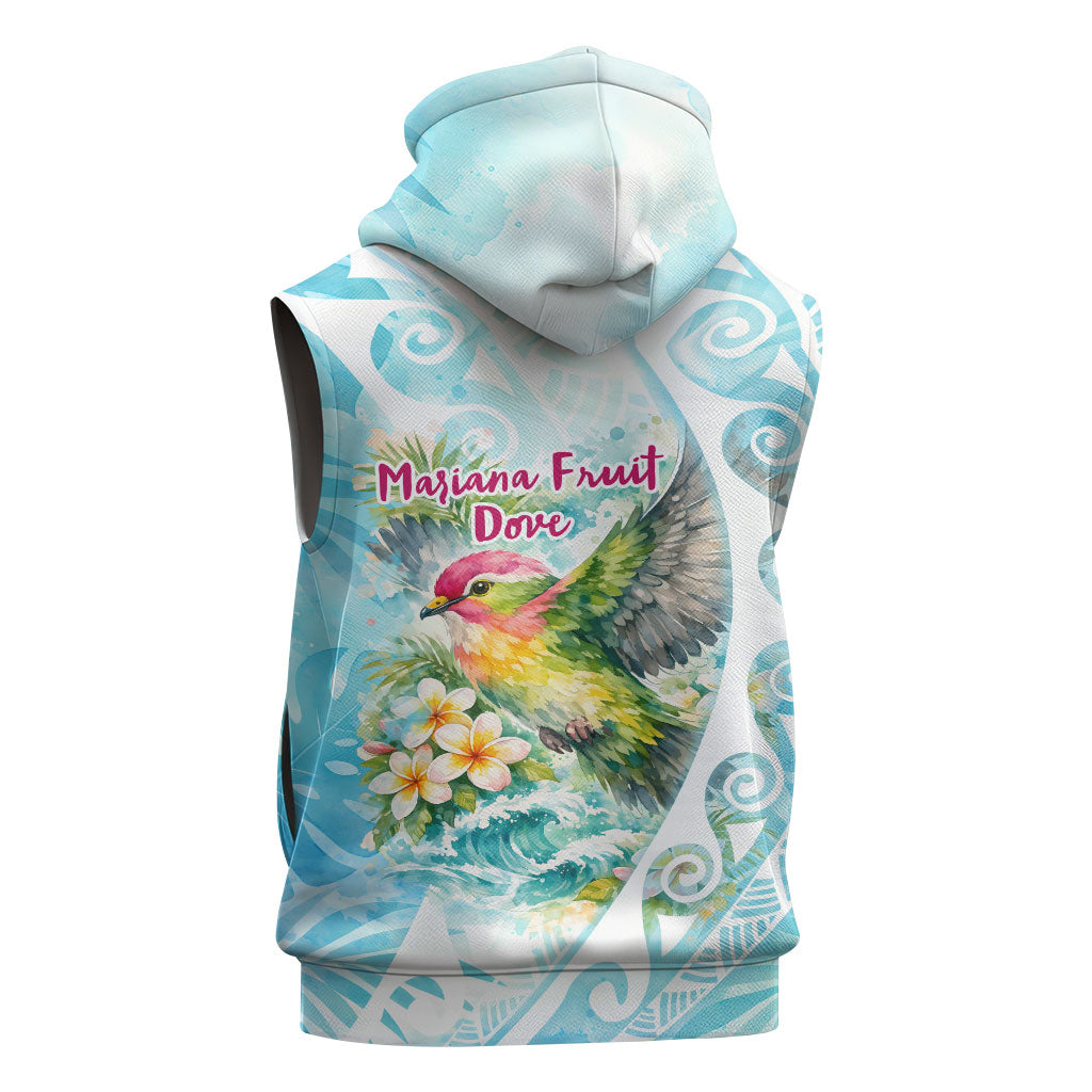 Saipan CMNI Sleeveless Zip Hoodie Polynesian Northern Mariana Islands Fruit Dove Watercolor
