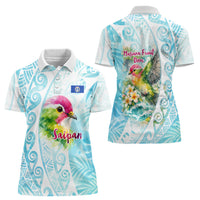 Saipan CMNI Women Polo Shirt Polynesian Northern Mariana Islands Fruit Dove Watercolor