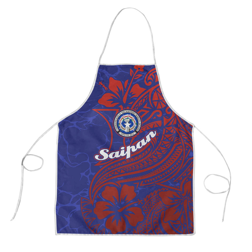 Saipan Northern Mariana Islands Apron Polynesian Tribal Tattoo Art With Hibiscus Flowers And Seal