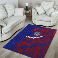 Saipan Northern Mariana Islands Area Rug Polynesian Tribal Tattoo Art With Hibiscus Flowers And Seal