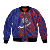 Saipan Northern Mariana Islands Bomber Jacket Polynesian Tribal Tattoo Art With Hibiscus Flowers And Seal