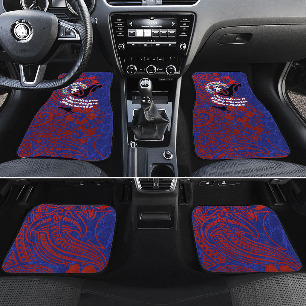 Saipan Northern Mariana Islands Car Mats Polynesian Tribal Tattoo Art With Hibiscus Flowers And Seal
