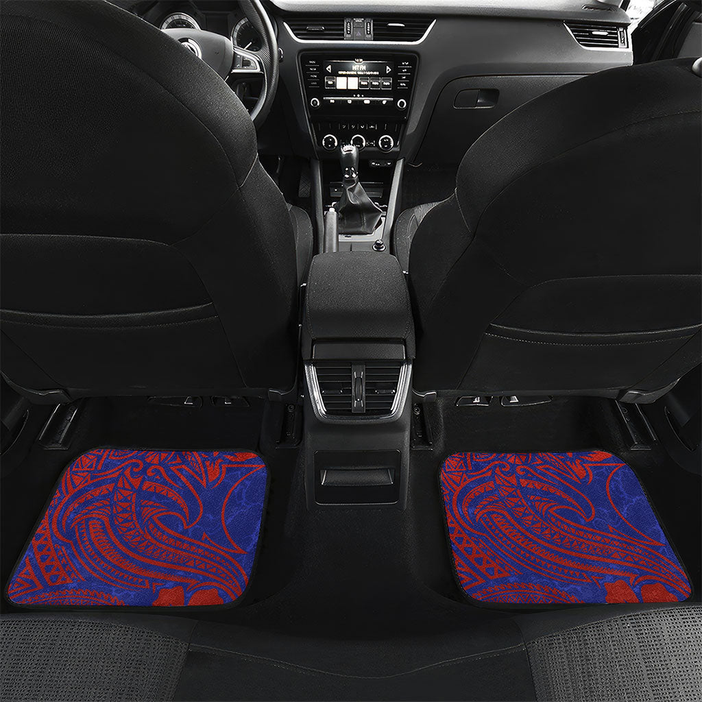 Saipan Northern Mariana Islands Car Mats Polynesian Tribal Tattoo Art With Hibiscus Flowers And Seal