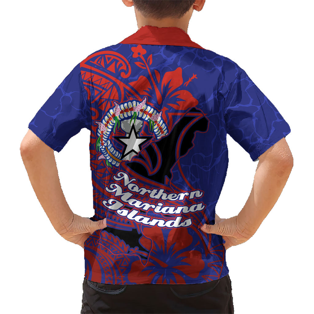 Saipan Northern Mariana Islands Family Matching Short Sleeve Bodycon Dress and Hawaiian Shirt Polynesian Tribal Tattoo Art With Hibiscus Flowers And Seal