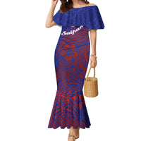 Saipan Northern Mariana Islands Mermaid Dress Polynesian Tribal Tattoo Art With Hibiscus Flowers And Seal
