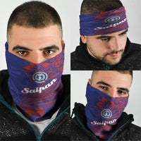 Saipan Northern Mariana Islands Neck Gaiter Polynesian Tribal Tattoo Art With Hibiscus Flowers And Seal