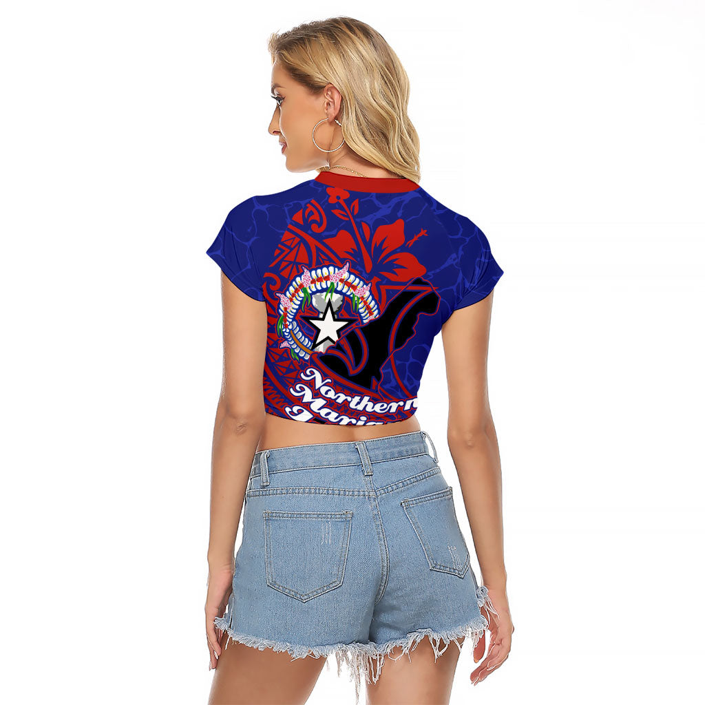 Saipan Northern Mariana Islands Raglan Cropped T Shirt Polynesian Tribal Tattoo Art With Hibiscus Flowers And Seal