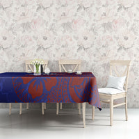 Saipan Northern Mariana Islands Tablecloth Polynesian Tribal Tattoo Art With Hibiscus Flowers And Seal