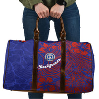 Saipan Northern Mariana Islands Travel Bag Polynesian Tribal Tattoo Art With Hibiscus Flowers And Seal
