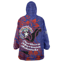 Saipan Northern Mariana Islands Wearable Blanket Hoodie Polynesian Tribal Tattoo Art With Hibiscus Flowers And Seal