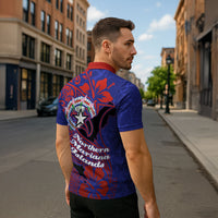 Saipan Northern Mariana Islands Zipper Polo Shirt Polynesian Tribal Tattoo Art With Hibiscus Flowers And Seal