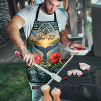 Personalized Masefau American Samoa Whale Apron Polynesian Tribal Pattern Tropical Hibiscus
