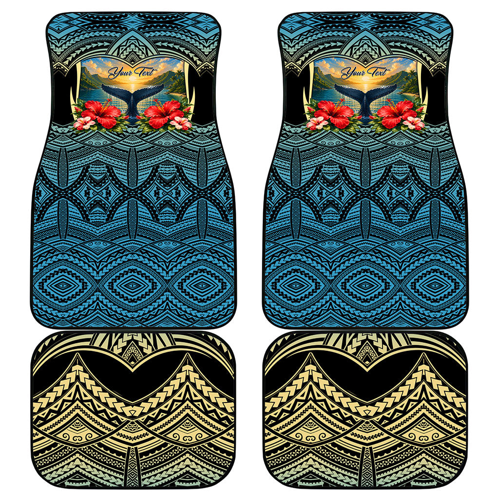 Personalized Masefau American Samoa Whale Car Mats Polynesian Tribal Pattern Tropical Hibiscus