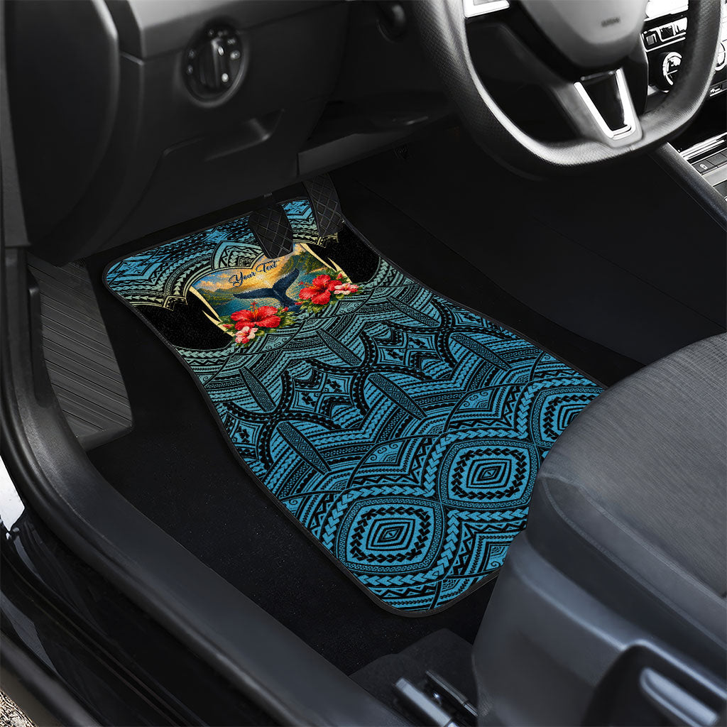 Personalized Masefau American Samoa Whale Car Mats Polynesian Tribal Pattern Tropical Hibiscus