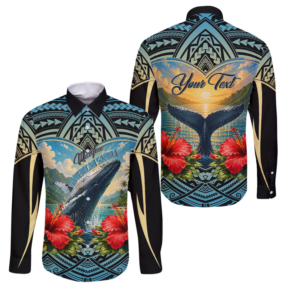 Personalized Masefau American Samoa Whale Family Matching Puletasi and Hawaiian Shirt Polynesian Tribal Pattern Tropical Hibiscus