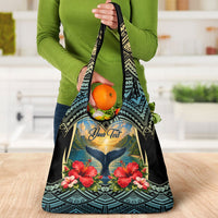 Personalized Masefau American Samoa Whale Grocery Bag Polynesian Tribal Pattern Tropical Hibiscus