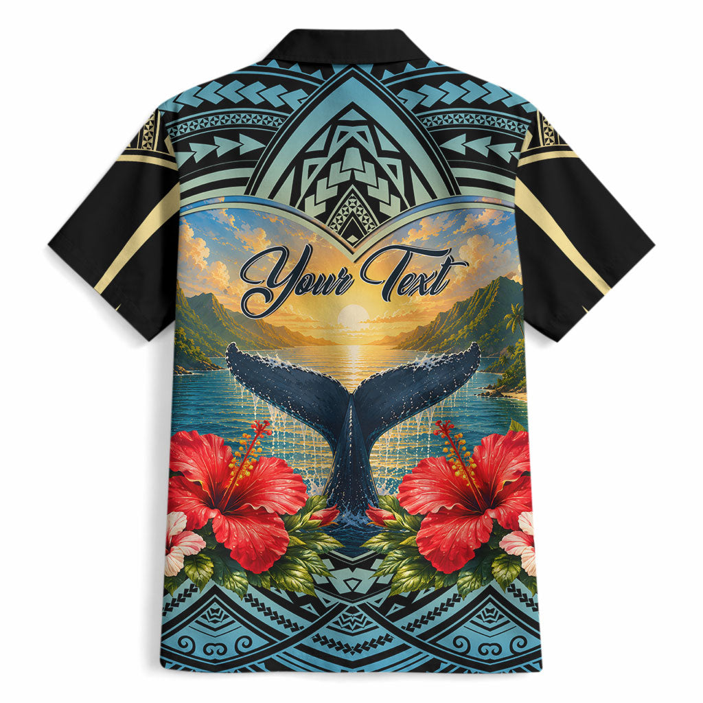 Personalized Masefau American Samoa Whale Hawaiian Shirt Polynesian Tribal Pattern Tropical Hibiscus