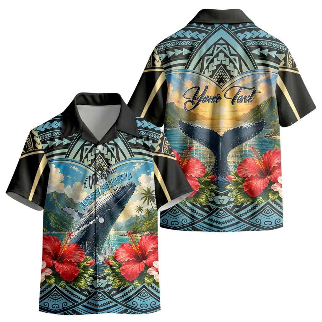 Personalized Masefau American Samoa Whale Kid Hawaiian Shirt Polynesian Tribal Pattern Tropical Hibiscus