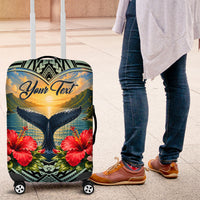 Personalized Masefau American Samoa Whale Luggage Cover Polynesian Tribal Pattern Tropical Hibiscus