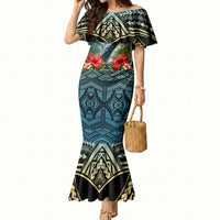 Personalized Masefau American Samoa Whale Mermaid Dress Polynesian Tribal Pattern Tropical Hibiscus