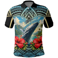 Personalized Masefau American Samoa Whale Polo Shirt Polynesian Tribal Pattern Tropical Hibiscus