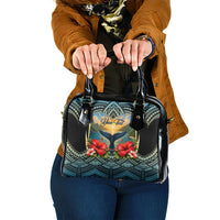 Personalized Masefau American Samoa Whale Shoulder Handbag Polynesian Tribal Pattern Tropical Hibiscus
