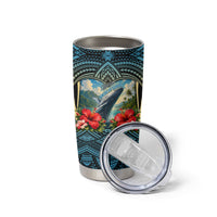 Personalized Masefau American Samoa Whale Tumbler Cup Polynesian Tribal Pattern Tropical Hibiscus