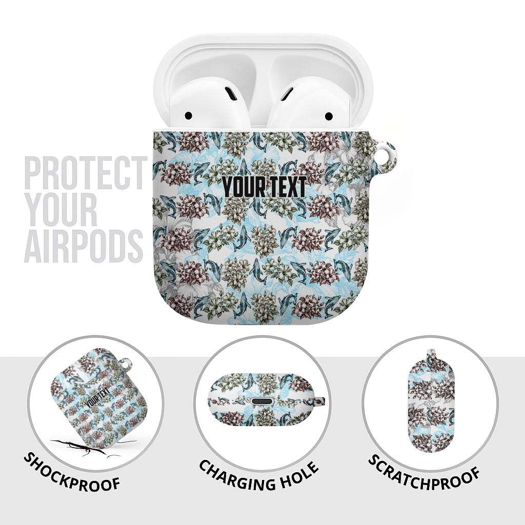Personalized Masefau American Samoa AirPods Case Vintage Whale Hibiscus Ocean Waves