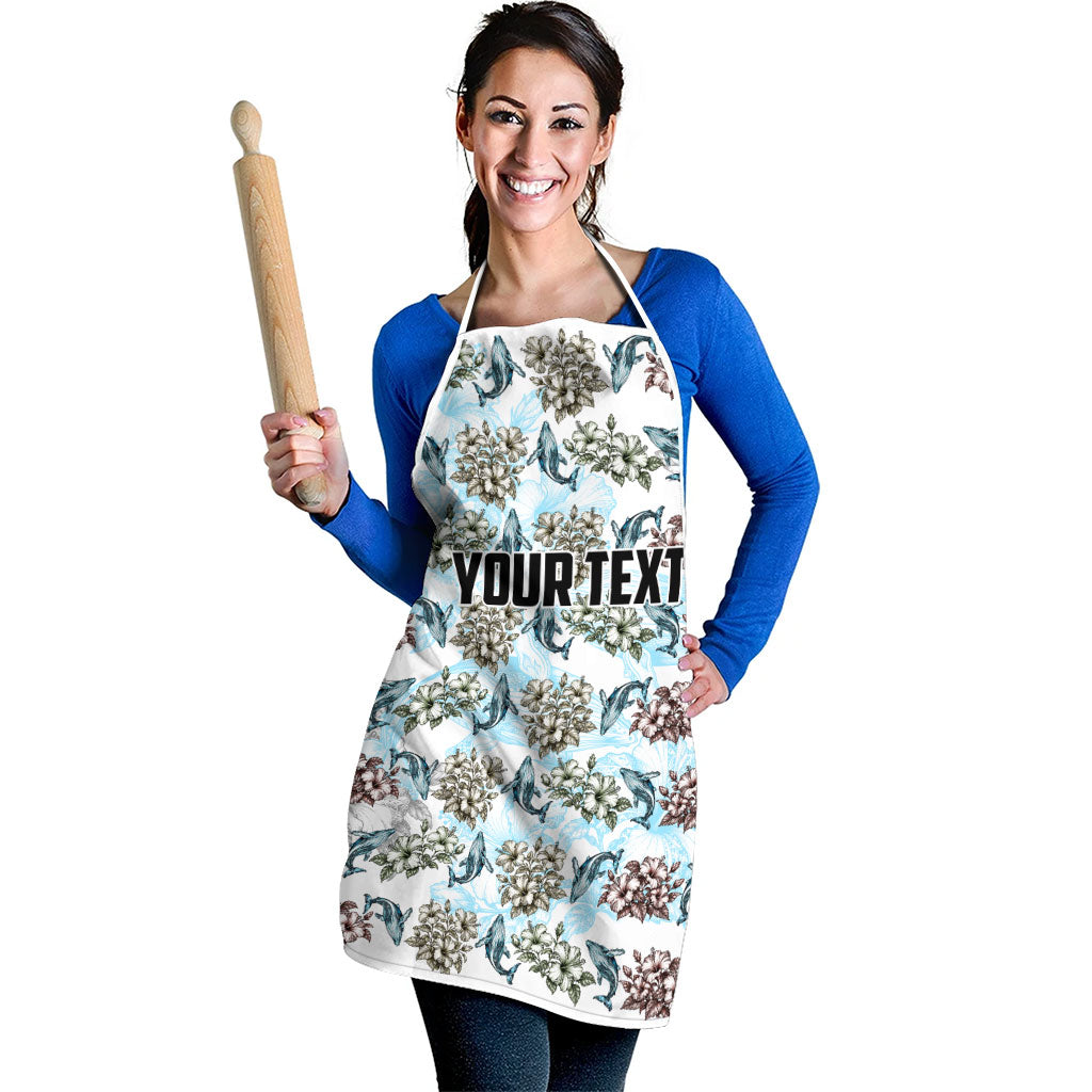 Personalized Masefau American Samoa Apron Vintage Whale Hibiscus Ocean Waves