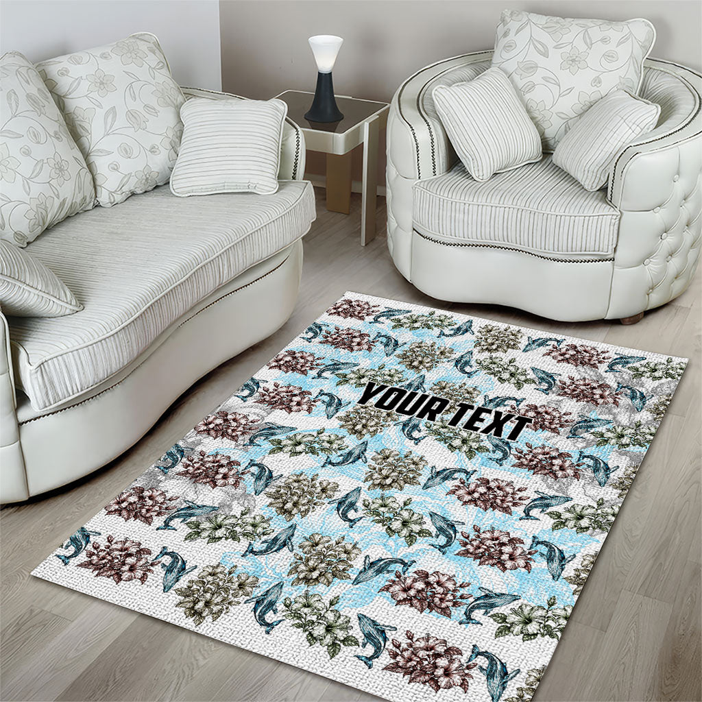 Personalized Masefau American Samoa Area Rug Vintage Whale Hibiscus Ocean Waves
