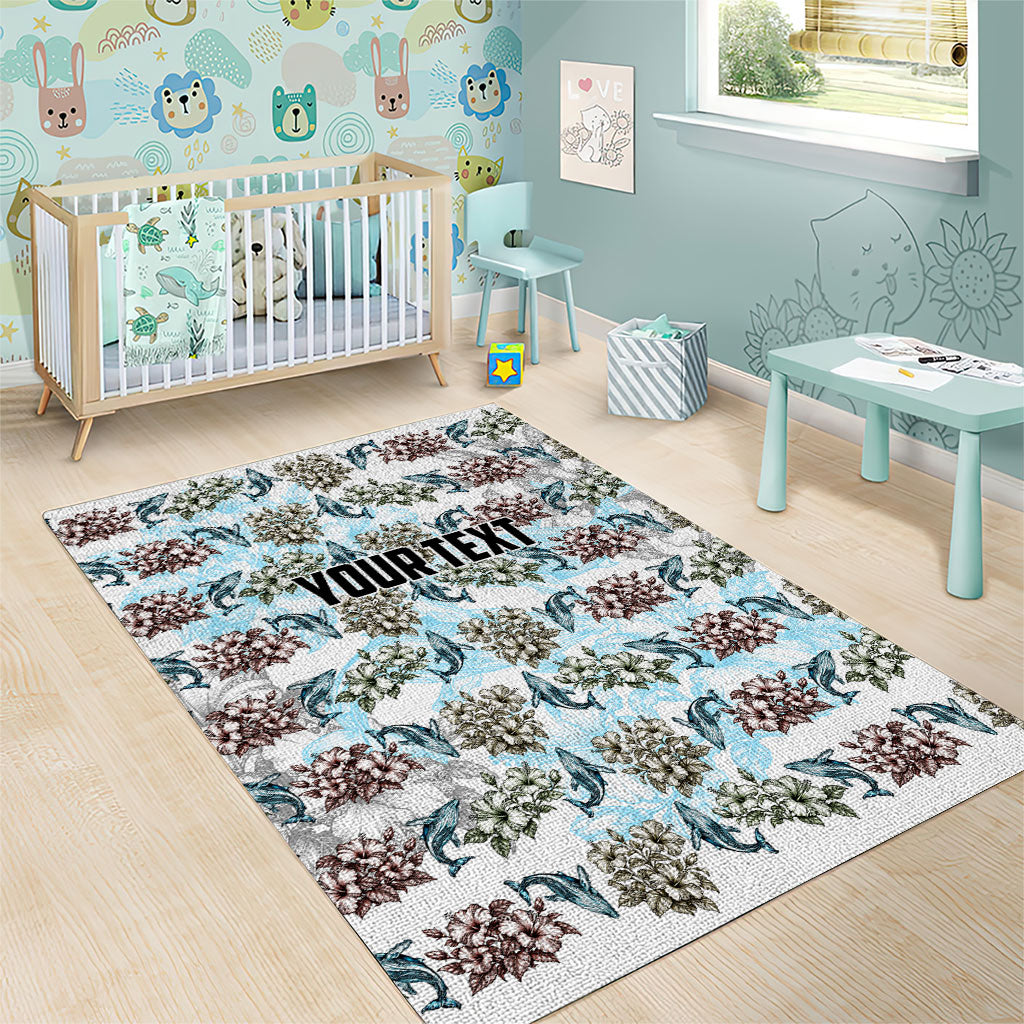 Personalized Masefau American Samoa Area Rug Vintage Whale Hibiscus Ocean Waves