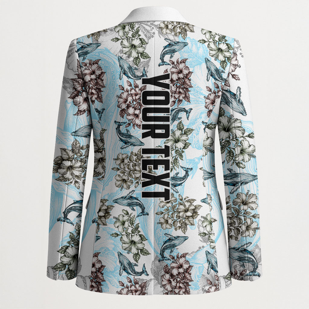Personalized Masefau American Samoa Blazer Vintage Whale Hibiscus Ocean Waves