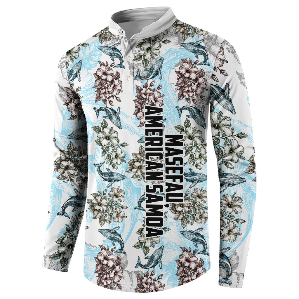 Personalized Masefau American Samoa Button Sweatshirt Vintage Whale Hibiscus Ocean Waves
