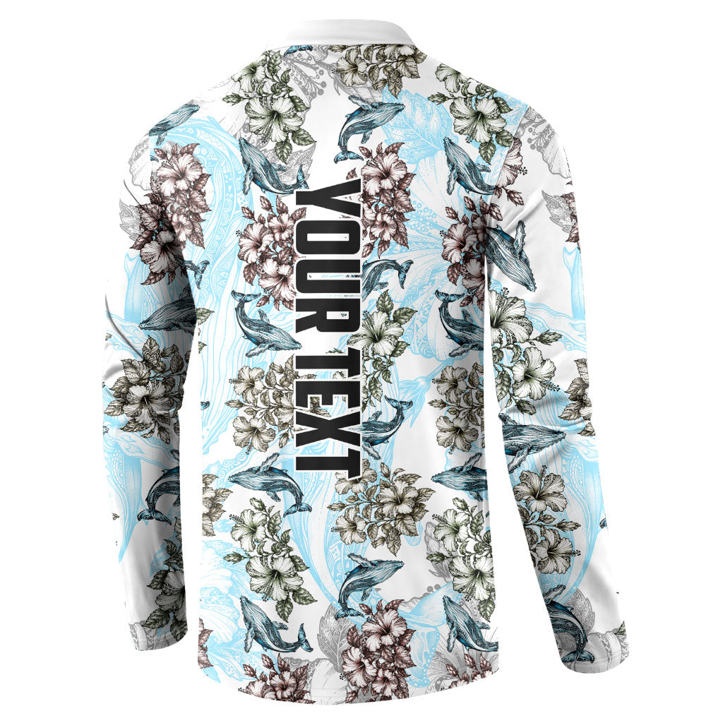 Personalized Masefau American Samoa Button Sweatshirt Vintage Whale Hibiscus Ocean Waves