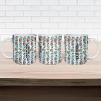 Personalized Masefau American Samoa Ceramic Mug Vintage Whale Hibiscus Ocean Waves
