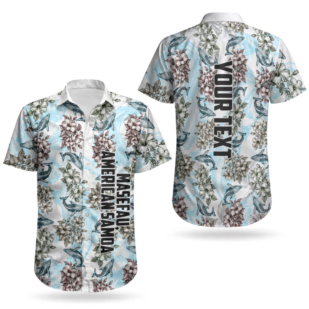 Personalized Masefau American Samoa Couples Matching Off Shoulder Short Dress and Hawaiian Shirt Vintage Whale Hibiscus Ocean Waves