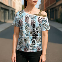 Personalized Masefau American Samoa Cross Shoulder Shirt Vintage Whale Hibiscus Ocean Waves