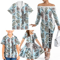 Personalized Masefau American Samoa Family Matching Off The Shoulder Long Sleeve Dress and Hawaiian Shirt Vintage Whale Hibiscus Ocean Waves