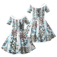 Personalized Masefau American Samoa Family Matching Off The Shoulder Long Sleeve Dress and Hawaiian Shirt Vintage Whale Hibiscus Ocean Waves
