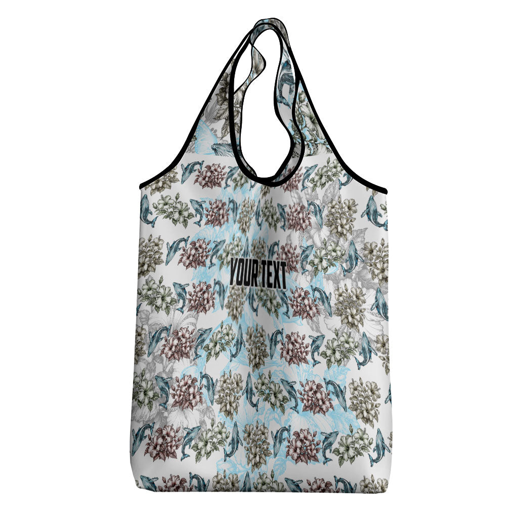 Personalized Masefau American Samoa Grocery Bag Vintage Whale Hibiscus Ocean Waves