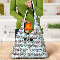 Personalized Masefau American Samoa Grocery Bag Vintage Whale Hibiscus Ocean Waves