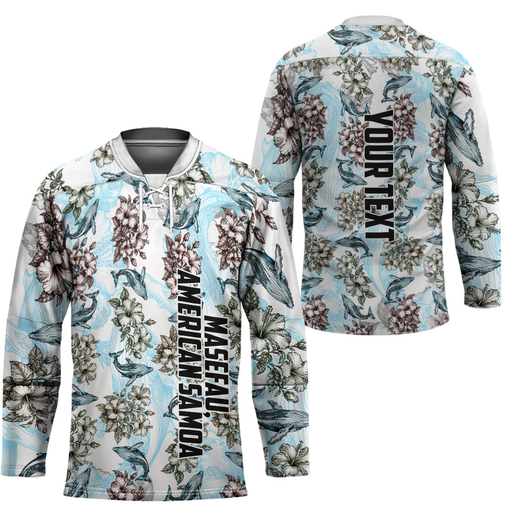 Personalized Masefau American Samoa Hockey Jersey Vintage Whale Hibiscus Ocean Waves
