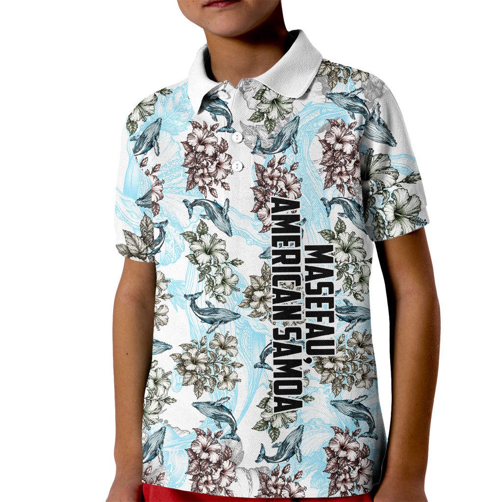 Personalized Masefau American Samoa Kid Polo Shirt Vintage Whale Hibiscus Ocean Waves